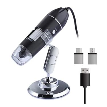 Imagem de ZTBH Kit de acessórios para microscópio 1600X Câmera Microscópio Eletrônico Microdigital, com Slides para Microscópio Stand (Cor: 1 Tipo-C 1 Micro USB)