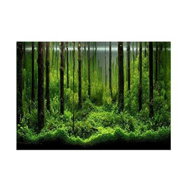 Imagem de ciciglow Pôster de peixe, adesivo de fundo de aquário adesivo PVC floresta subaquática para aquário (91 * 50 cm)