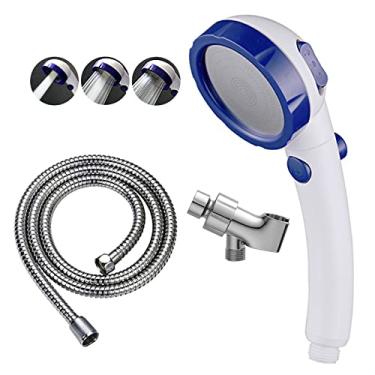 Imagem de KAIYING Chuveiro portátil de alta pressão com interruptor de pausa ON/OFF, 3 modos de pulverização varinha de chuveiro com botão de desligar, chuveiro de trailer removível com mangueira e suporte de