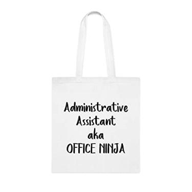 Imagem de Bolsa Tote Administrative Assistant, Bolsa Ninja Administrative Assistant Aka Office, Presente de Assistente Administrativo, Bolsa de Ombro Administrativo, Ideia de Presente de Cesta de Natal de Aniversário, Branco