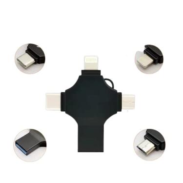 Imagem de KBREE Flash Drive USB para celular de metal 128 g grande capacidade adequado para pen drive USB quatro em um tipo C 64 g pode ser gravado