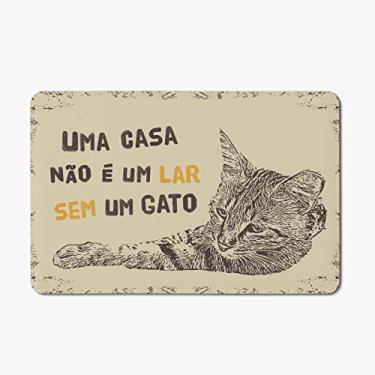 Imagem de Tapete Porta Banheiro 60x40cm - Uma Casa não é um Lar Sem Gato