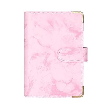 Imagem de A5 A6 Caderno de Estudante Agenda Log de Agenda Planejador de Caderno de Couro Falso Marmoreado Capa de Caderno, Rosa com proteção, A6