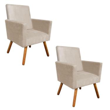 Imagem de Kit 2 Poltronas Nina Sala De Estar Luxo Suede Bege