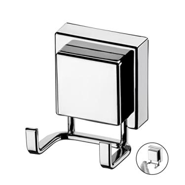 Imagem de Gancho Duplo Multiuso Com Ventosa Para Toalhas Objetos Utensílios Banheiro Cromado - 8055 Future