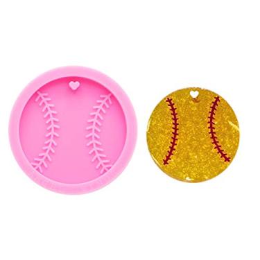 Imagem de Molde de silicone de basquete super brilhante moldes de chaveiro de resina moldes de silicone de resina epóxi artesanato moldes de forma de bola redonda para fundição de resina moldes esportivos molde de argila polímero anel chave fabricação de pingente