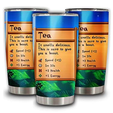 Imagem de Copo isolado Stardew com tampa Valley Day chá aço inoxidável copo de café 590 ml caneca de viagem