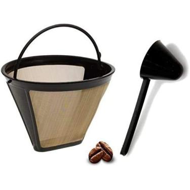 Imagem de Filtro de café permanente de substituição nº 4 10-12 copos GTF filtro dourado para DCC-4000 com colher de café grande (conjunto de 1)