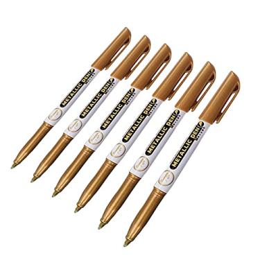Imagem de MOOKEENONE 6 peças de tinta de resina epóxi caneta marcador permanente metálica 0,7 mm ponta EF
