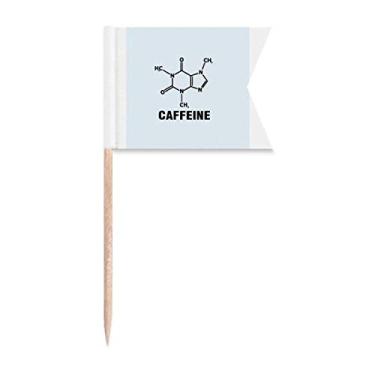 Imagem de Bandeiras de palito de dente molécula de substância de cafeína química marcação para bolo de festa comida prato de queijo