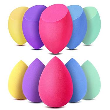 Imagem de Esponja de maquiagem, Larbois 10 pçs Blender Beauty Foundation Mistura Esponja, Profissional Colorful Beauty Makeup Conjunto para uso seco e molhado