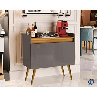 Imagem de Buffet Lux 2 Portas Pés Palito Onix/Madeirado - JM Casa dos Móveis