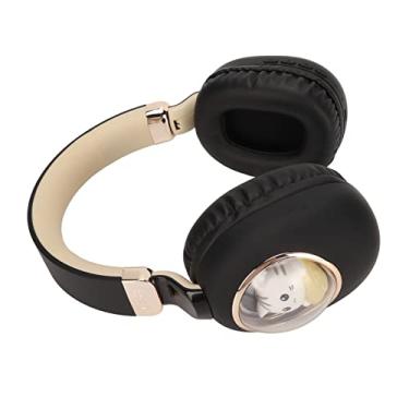 Imagem de Fone de ouvido estéreo sem fio Bluetooth, fones de ouvido recarregáveis com isolamento de ruído Bluetooth, design ergonômico, alta sensibilidade para filmes e música (preto)