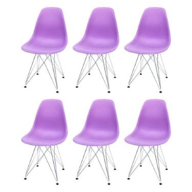 Imagem de Kit com 6 Cadeiras Eames Pp Lilas Eiffel Cromada