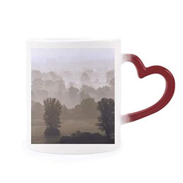 Imagem de Caneca Forest Morning Grassland neblina sensível ao calor sol vermelho muda de cor