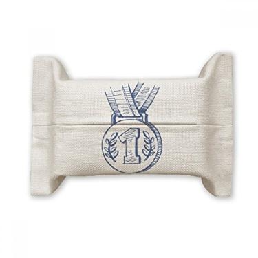 Imagem de Bolsa de linho de algodão para lenços faciais Medalha do Campeonato de Futebol Azul