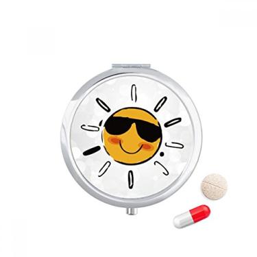 Imagem de Óculos de sol com ilustração de clima e estojo para comprimidos, caixa de armazenamento de medicamentos
