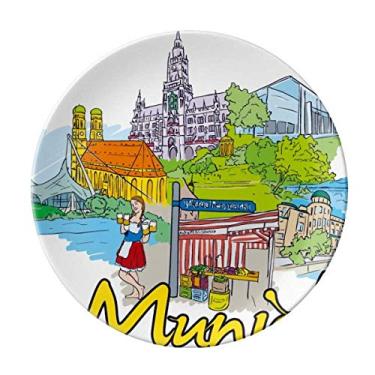Imagem de Prato de arquitetura alemã Munchen decorativo de porcelana salver louça de jantar