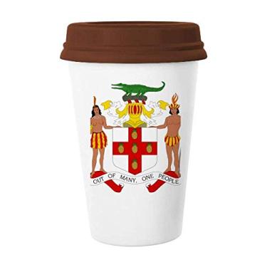 Imagem de Jamaica North America Caneca com emblema nacional Café Copo de cerâmica Tampa de cerâmica