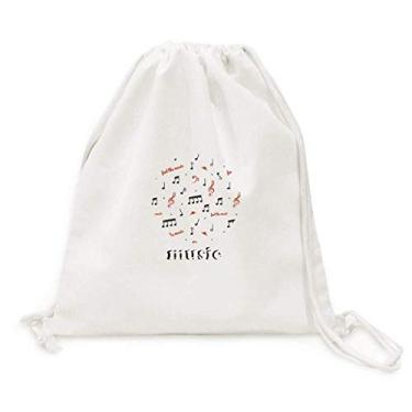 Imagem de Mochila vermelha e preta com notas musicais, bolsa com cordão para compras, viagem