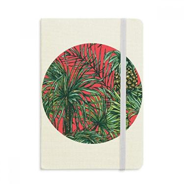 Imagem de Caderno de folhas de abacaxi céu vermelho capa dura diário clássico A5