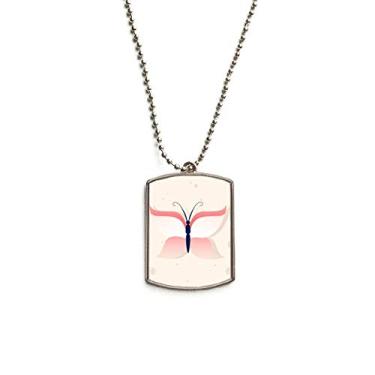 Imagem de DIYthinker Colar com pingente de identificação de cachorro em aço inoxidável rosa Butterfully Cartoon