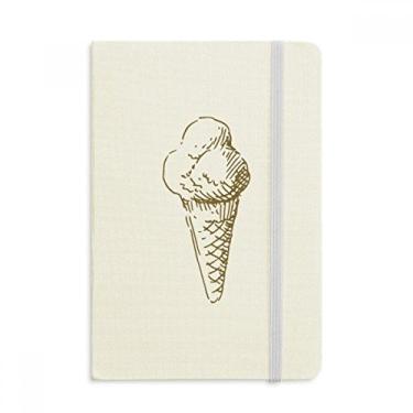 Imagem de Caderno com estampa de desenhos à mão em formato de sorvete, capa dura de tecido, diário clássico