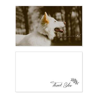 Imagem de Cartão de agradecimento com foto de animal de estimação White Dog Papel comemorativo