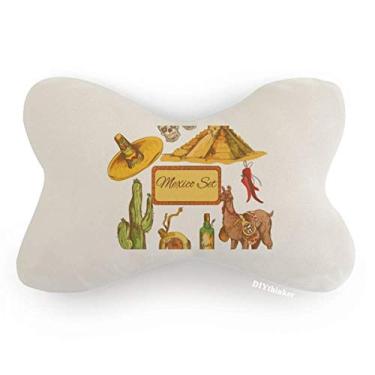 Imagem de DIYthinker Sombrero Mexico Pirâmide do Deserto Cactus Mexicano Acabamento de Carro Almofada Almofada para Decoração de Pescoço