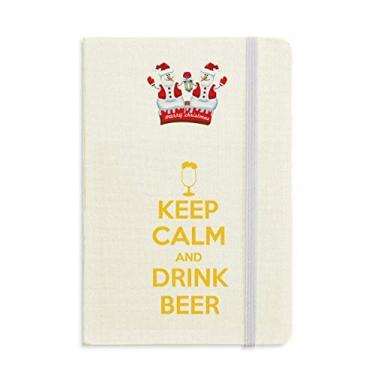 Imagem de Caderno Keep Calm And Drink Beer Yellow Christmas Snowman Capa dura grossa