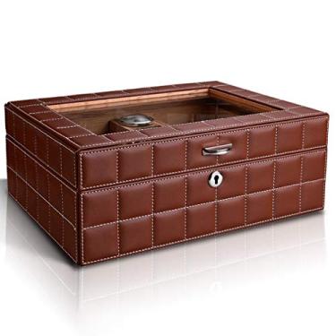 Imagem de Umidificador de charuto com madeira de cedro, caixa de armazenamento para charutos com umidificador e caixa de armazenamento para charutos para 50 charutos - presente para homens