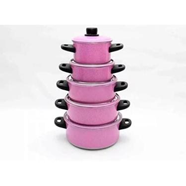 Imagem de Jogo De Panelas Caçarolas 5 Peças em Alumínio Rosa Claro