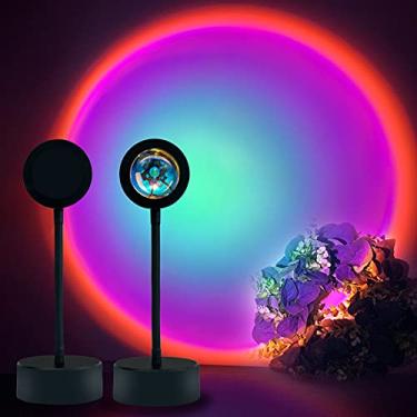 Imagem de GoGreen Sprouter Lâmpada de projeção do pôr do sol, luz noturna LED, rotação de 360 graus, projetor arco-íris, luminária de chão, suporte visual romântico USB moderno para decoração