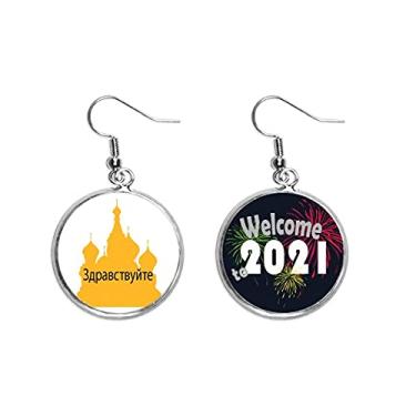 Imagem de Brinco russo com contorno russo Hello Greetings brinco joias 2021 Blessing