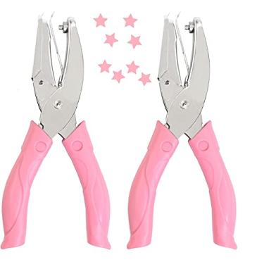 Imagem de Jeemitery 2 unidades de perfurador de papel de metal pequeno de metal com furador de papel de estrela do meio do coração, Star - 1/4"