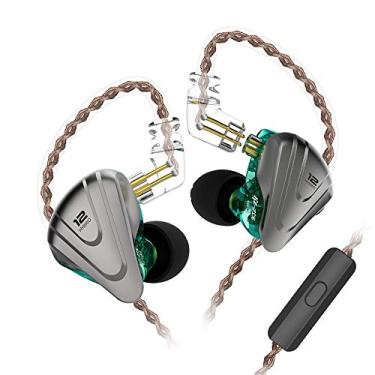 Imagem de Fone de ouvido intra-auricular KZ ZSX 5BA + 1DD Driver híbrido com fio HiFi IEM fones de ouvido intra-auriculares com design de cabo removível (com microfone, ciano)