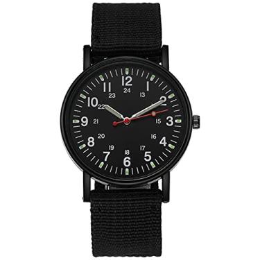Imagem de Leatrom Assista masculino de assistência masculina casual Nylon Canvas Watch With Watch Quartz Movement Watch (preto)