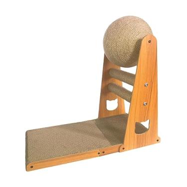 Imagem de Ioensy Brinquedo para arranhar gato, placa para arranhar, molduras de madeira, resistente ao desgaste, arranhador, sisal, bola para arranhar, para gatos, 50x25x47cm com poste
