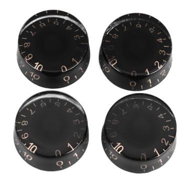 Imagem de 4 Pçs Botões de Chapéu Superior da Guitarra Elétrica Botões de Controle de Volume Tom Ajuste Plástico Amp Efeito Pedal Botões de Controle (Preto)