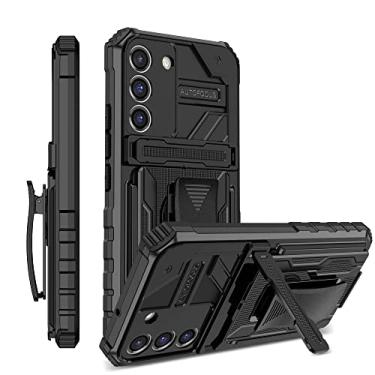 Imagem de YOUULAR Capa compatível com Samsung Galaxy S23 FE PC rígido + TPU macio + suporte + clipe dorsal à prova de choque capa protetora antiqueda para telefone S23 FE Capas militares Bult-in suporte oculto preto