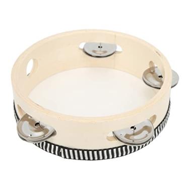 Imagem de Pandeiro Portátil De Madeira, Fileira Dupla De 154 Mm, 12 Pares, Jingles De Poliéster, Som Nítido, Tamborim Educacional, Instrumento Musical Com Sino De Metal