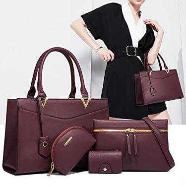 Imagem de Youpin Bolsa feminina moderna com borda cruzada, bolsa multifuncional, capa de quatro peças, bolsa para mãe inclinada, bolsa média, violeta
