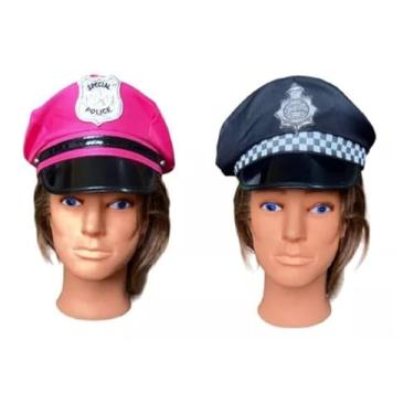 Imagem de Fantasia De Casal Policial Chapéu Quepe Carnaval -kit 2 Un