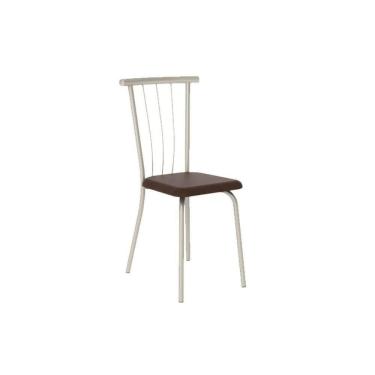 Imagem de Cadeira Sala De Jantar 154 Aço Kit 2 Uni Prata - Assento Courano Cacau - Carraro