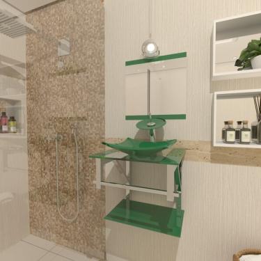 Imagem de Gabinete De Vidro Para Banheiro 40cm Inox Verde
