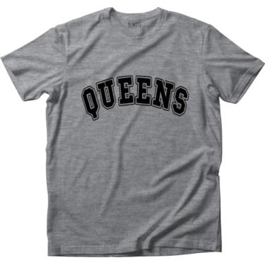 Imagem de Camiseta Algodão Masculina New York City Queens Tamanho:G;Cor:Cinza