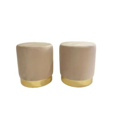 Imagem de KIT 02 PUFFS PALHA COM BASE DOURADA