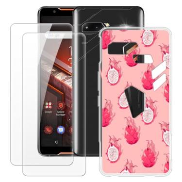 Imagem de MILEGOO Capa para Asus ROG Phone ZS600KL + 2 peças protetoras de tela de vidro temperado, capa ultrafina de silicone TPU macio à prova de choque para Asus ROG Phone ZS600KL (6 polegadas)
