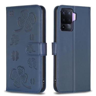 Imagem de Para Oppo A76, capa carteira com 3 cartões e 1 compartimento para dinheiro, capa de telefone flip de couro PU à prova de choque compatível com Oppo A76 4G 6,6 polegadas (azul)