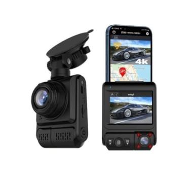 Imagem de XRC TECH Câmera veicular 4K para carros, DVR de carro com visão noturna infravermelha, GPS externo WiFi, lente dupla frontal + câmera de cabine 2,5 K + gravador de vídeo 1080P, preto